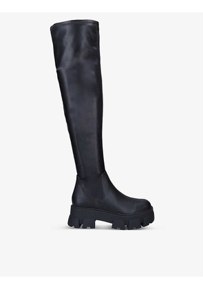 Grandmode chunky-soled thigh-high faux-leather boots