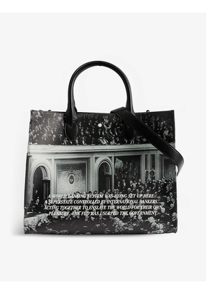 Federal Reserve graphic-print faux-leather tote bag