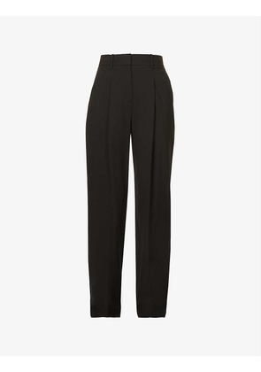 Regular-fit wide-leg high-rise stretch-wool trousers