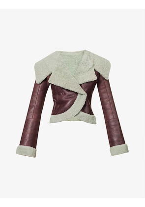 Elope contrast-panel cropped leather jacket