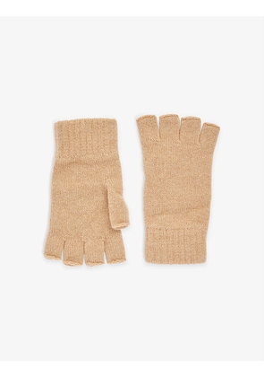 Ribbed fingerless cashmere gloves