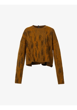 Abstract-weave relaxed-fit wool jumper
