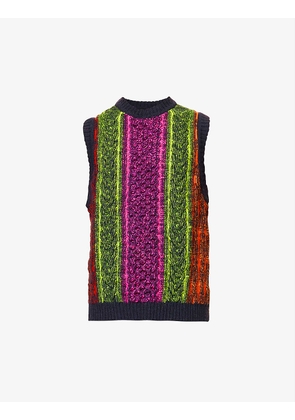 Neon striped wool-knit jumper
