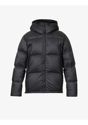 Funnel-neck relaxed-fit shell-down hooded jacket