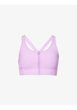 Excel zip-front stretch-woven sports bra