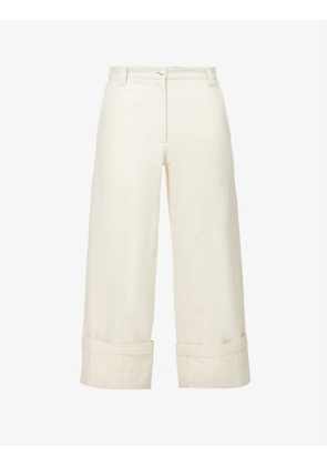 Straight-leg mid-rise cotton trousers