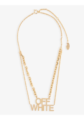 Logo double-chain brass necklace