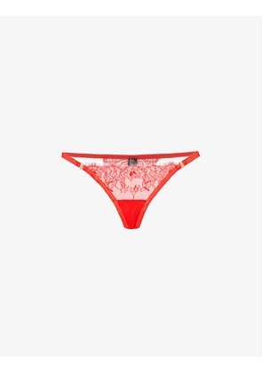 Grace floral-embroidered lace thong