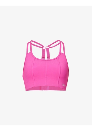 Structured scoop-neck recycled-polyester sports bra