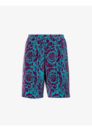 Baroque-patterned relaxed-fit cotton shorts