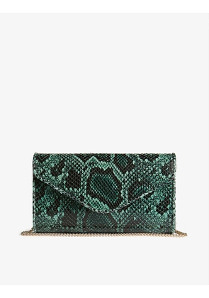 Dominica snake-effect leather clutch bag