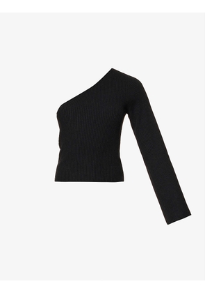 Santo asymmetric-neckline recycled cashmere-blend knitted top
