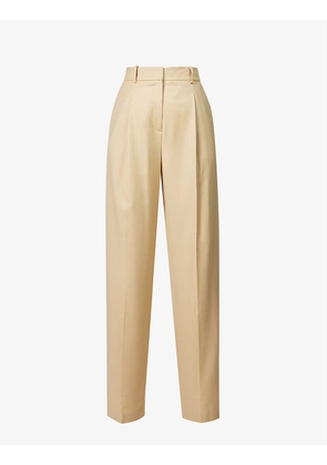 High-rise pleat-detail wool trousers