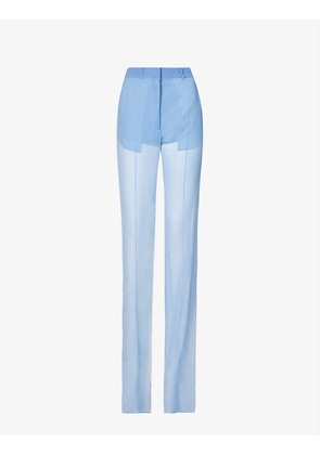 Wide-leg high-rise silk-crepe trousers