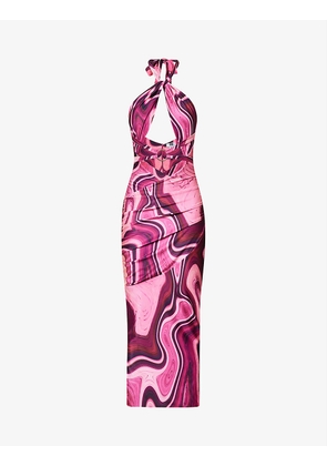 Azalea swirl-print woven midi dress