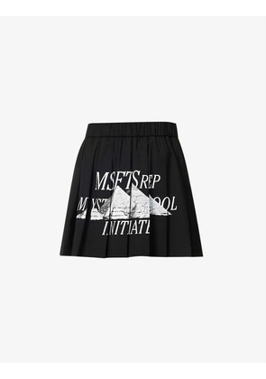 Mystery School pyramids-print recycled-polyester and wool-blend mini skirt