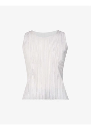 Basics sleeveless pleated woven top