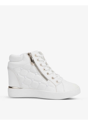 Ailannah quilted heeled faux-leather trainers