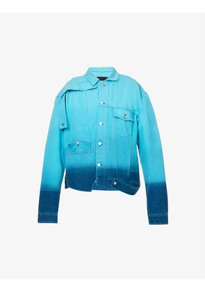 Gradient spread-collar boxy-fit organic-denim jacket