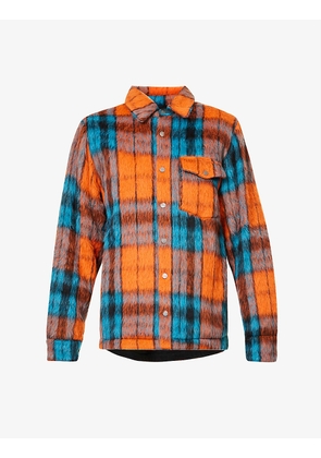 Plaid-pattern long-sleeved relaxed-fit woven over-shirt