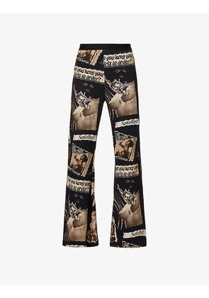 Collage graphic-print organic cotton-blend trousers