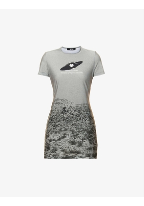 UFO Desert graphic-print stretch-woven mini dress