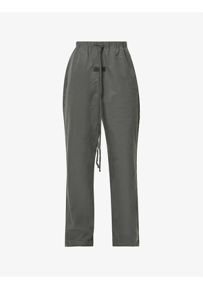 ESSENTIALS brand-badge wide-leg regular-fit cotton-blend trousers