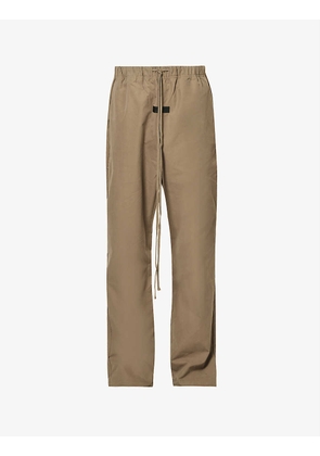 ESSENTIALS brand-badge wide-leg regular-fit cotton-blend trousers