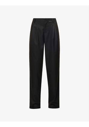 Relaxed-fit high-rise wide-leg stretch-woven trousers