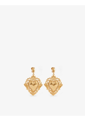 Heart-shaped brass clip-on earrings