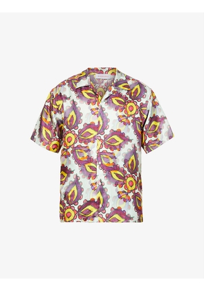 Flower Power-print relaxed-fit silk shirt