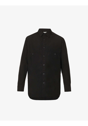Welt-pocket long-sleeved regular-fit cotton shirt