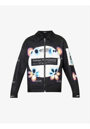 Hydrogen Wave brand-print boxy-fit cotton-twill jacket
