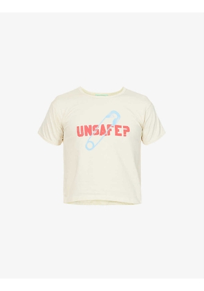 Unsafe graphic-print cropped-fit T-shirt