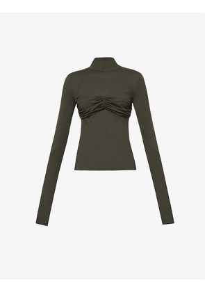 Zora ruched stretch-woven top