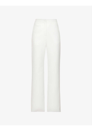 Structured-waist back-dart wide-leg mid-rise woven trousers