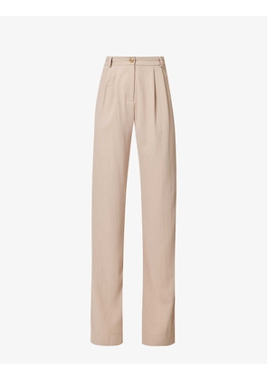Classic straight high-rise woven trousers