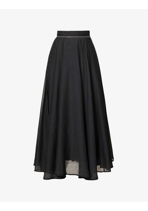 Saturn rhinestone-embellished woven maxi skirt