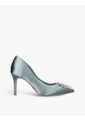 Platine embellished-detail satin court shoes