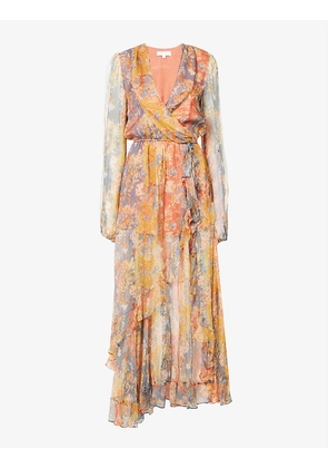 Vivian abstract-print silk-blend maxi dress