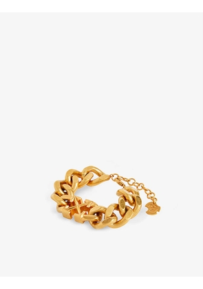Arrow-embellished gold-toned brass bracelet