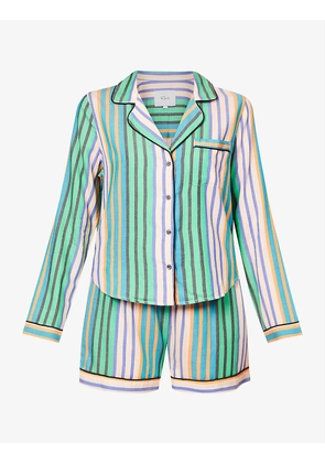 Kellen striped rayon and cotton-blend pyjama set