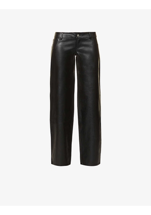 Atlas straight-leg mid-rise vegan leather trousers