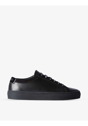 Logo-embossed low-top lace-up leather trainers