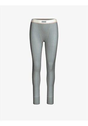 Ribbed high-rise stretch-cotton leggings