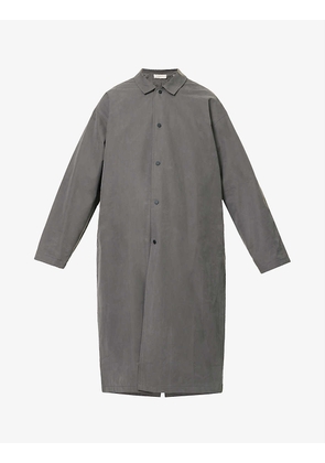ESSENTIALS brand-badge dropped-shoulder relaxed-fit cotton-blend coat