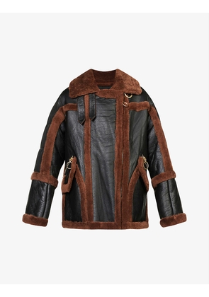 Montaigne logo-appliqué shearling coat