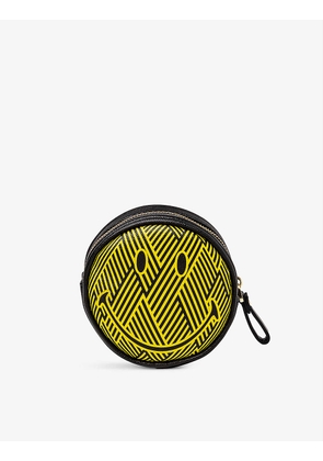 Smiley faux-leather coin purse