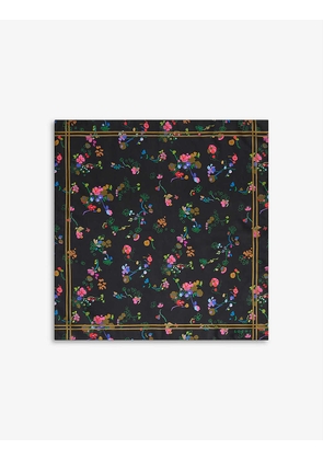 Dalton floral print linen and silk-blend scarf