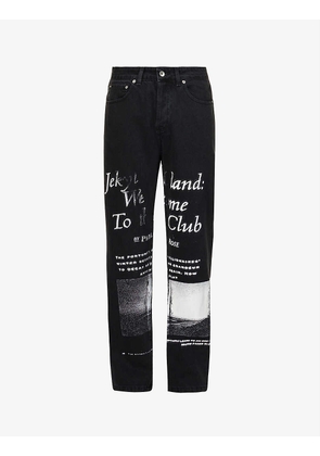 Jekyll Island brand-print straight-leg regular-fit jeans